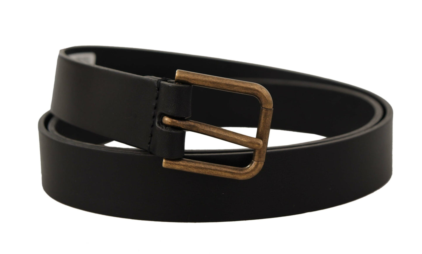 Dolce & Gabbana Elegant Black Leather Belt with Metal Buckle - KALAJ