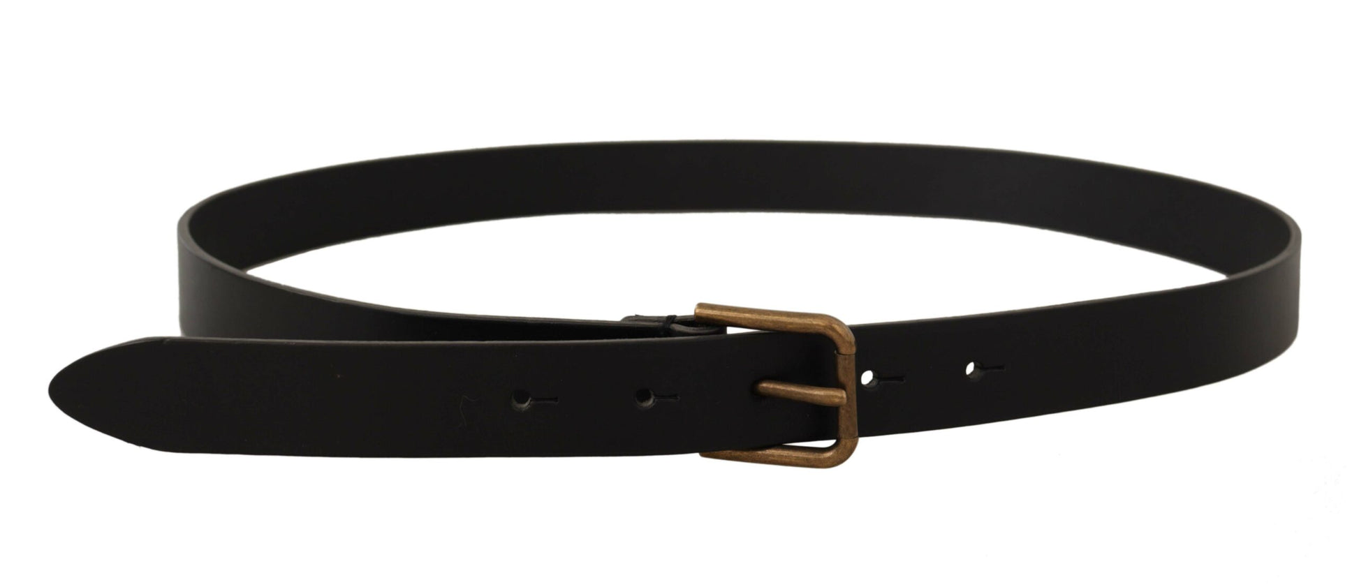 Dolce & Gabbana Elegant Black Leather Belt with Metal Buckle - KALAJ