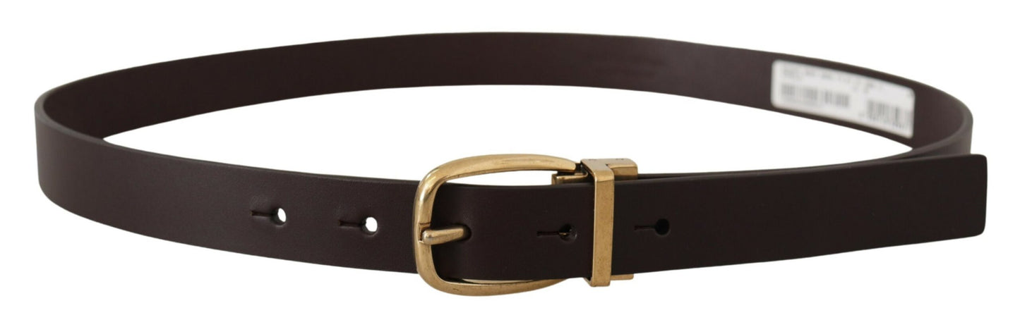 Dolce & Gabbana Elegant Dark Brown Leather Belt - KALAJ