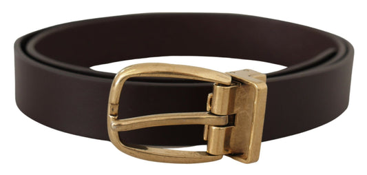 Dolce & Gabbana Elegant Dark Brown Leather Belt - KALAJ