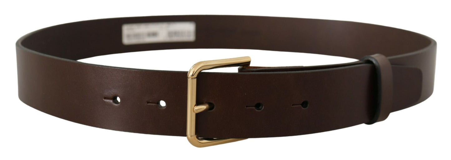 Dolce & Gabbana Elegant Dark Brown Leather Belt - KALAJ