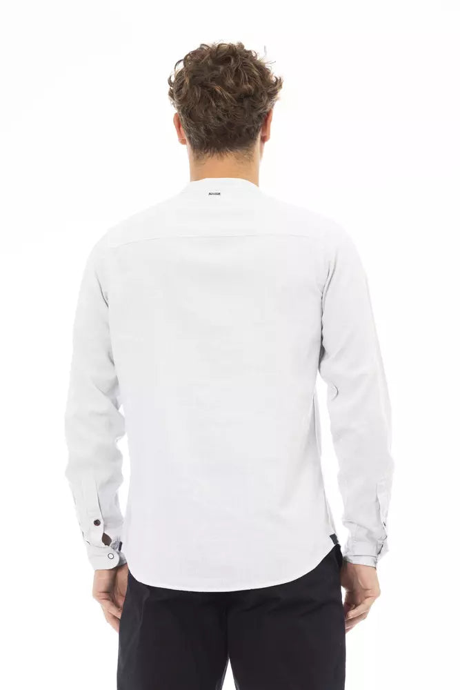 Baldinini Trend White Linen Men Shirt