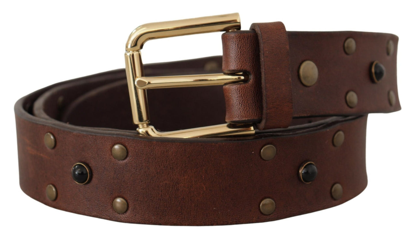 Dolce & Gabbana Elegant Leather Belt with Metal Buckle - KALAJ