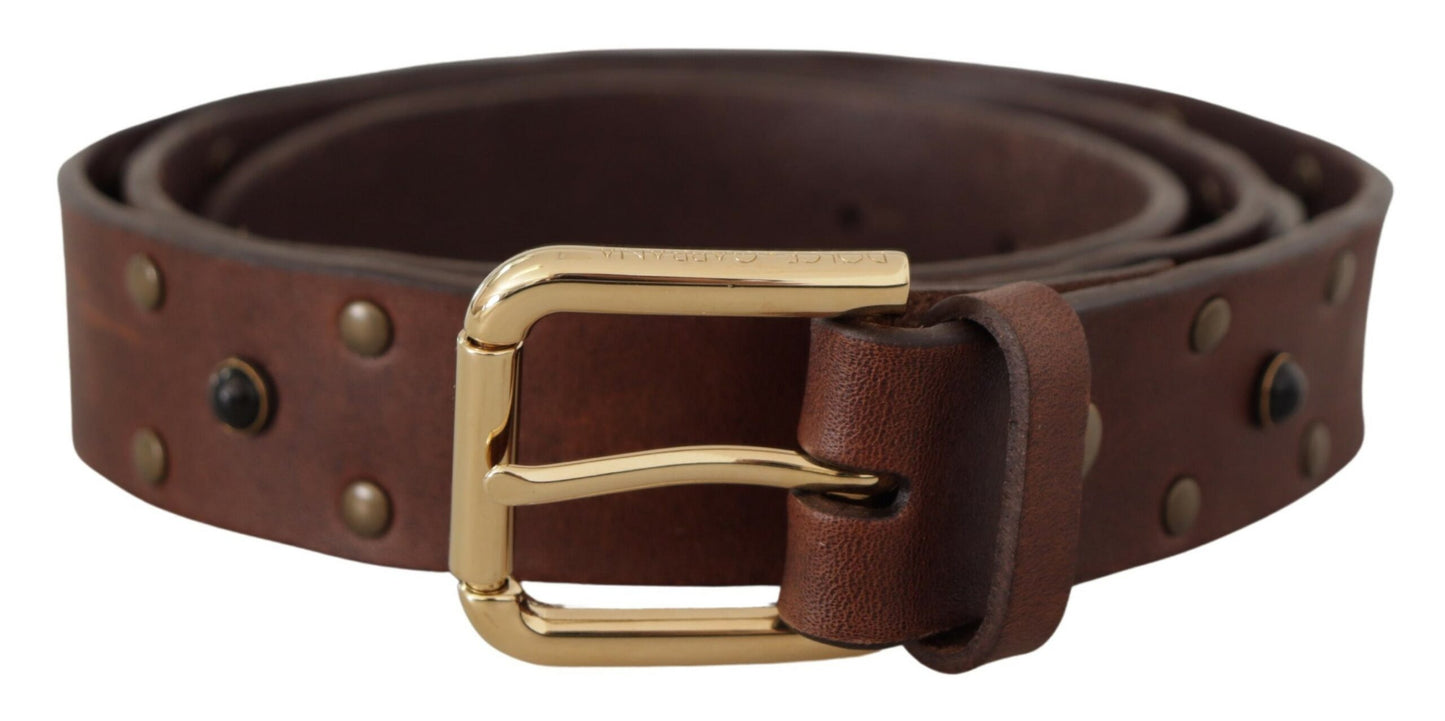 Dolce & Gabbana Elegant Leather Belt with Metal Buckle - KALAJ