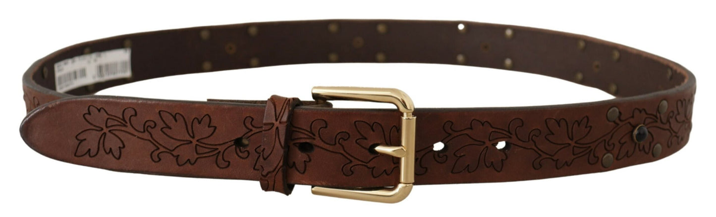 Dolce & Gabbana Elegant Leather Belt with Metal Buckle - KALAJ