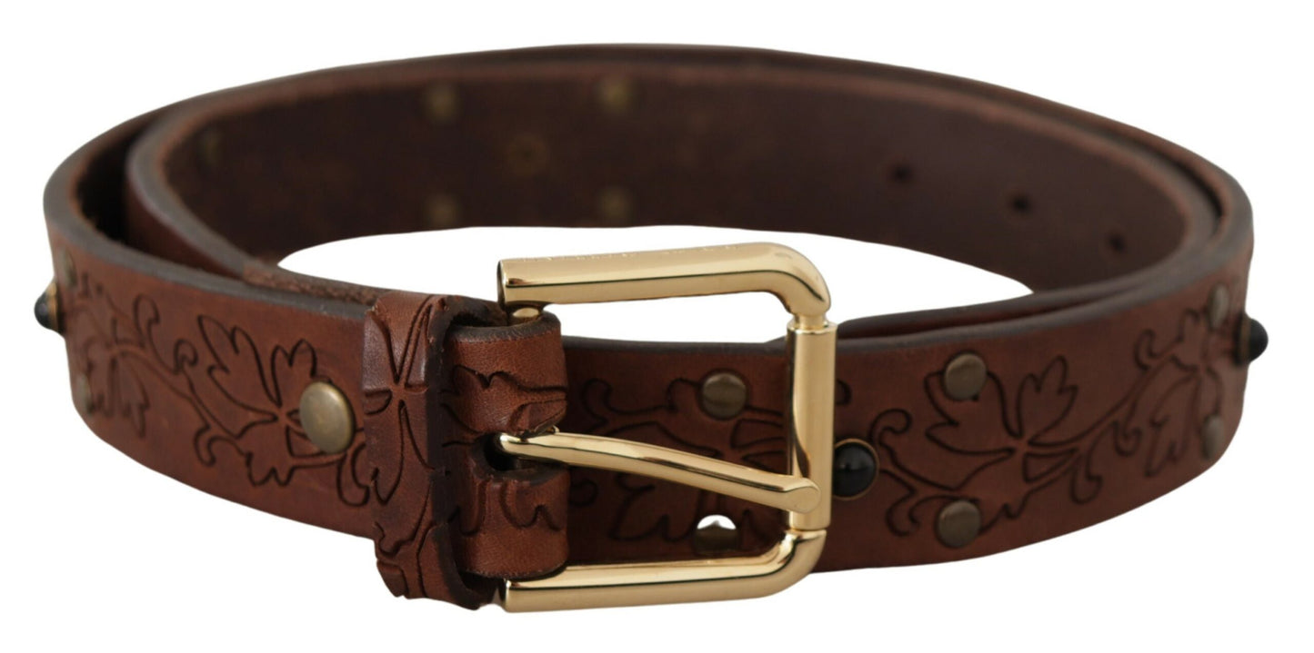 Dolce & Gabbana Elegant Leather Belt with Metal Buckle - KALAJ