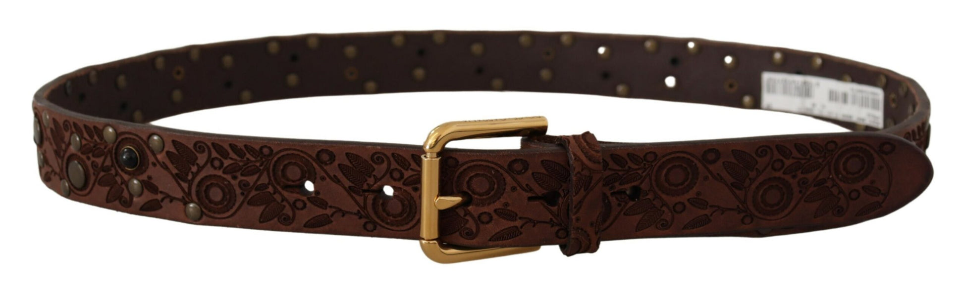 Dolce & Gabbana Elegant Leather Belt with Engraved Buckle - KALAJ