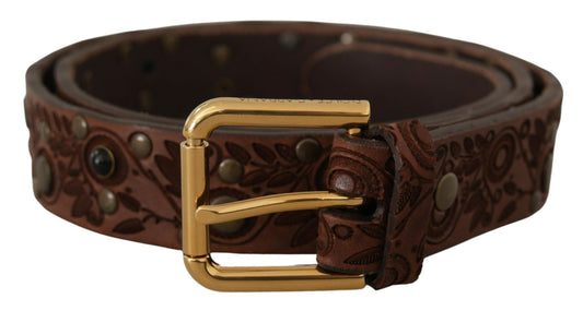 Dolce & Gabbana Elegant Leather Belt with Engraved Buckle - KALAJ