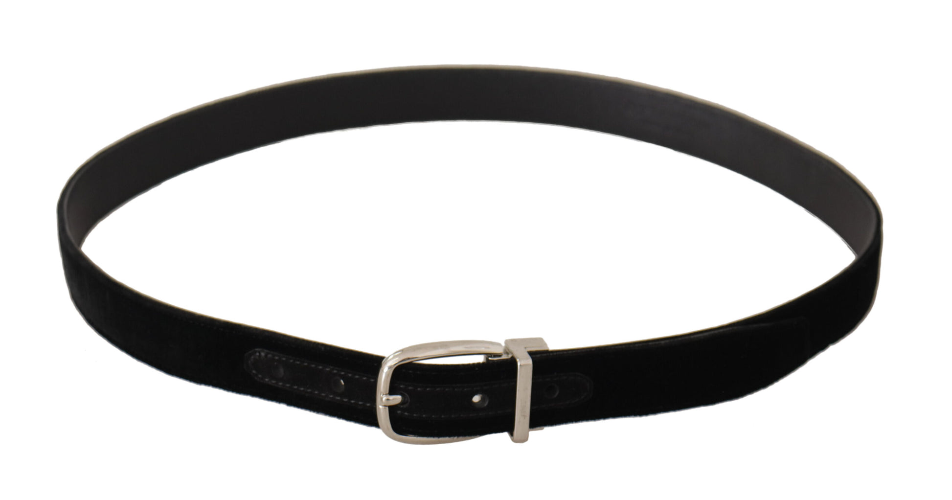 Dolce & Gabbana Elegant Velvet Black Belt with Logo Buckle - KALAJ