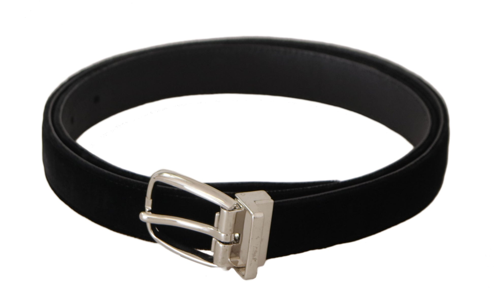 Dolce & Gabbana Elegant Velvet Black Belt with Logo Buckle - KALAJ