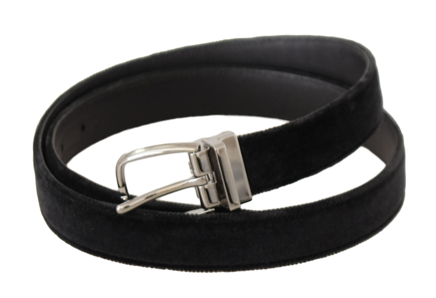 Dolce & Gabbana Elegant Velvet Designer Belt with Logo Engraved Buckle - KALAJ