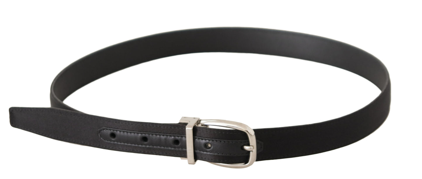Dolce & Gabbana Elegant Black Leather-Canvas Designer Belt - KALAJ