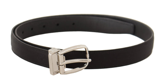 Dolce & Gabbana Elegant Black Leather-Canvas Designer Belt - KALAJ