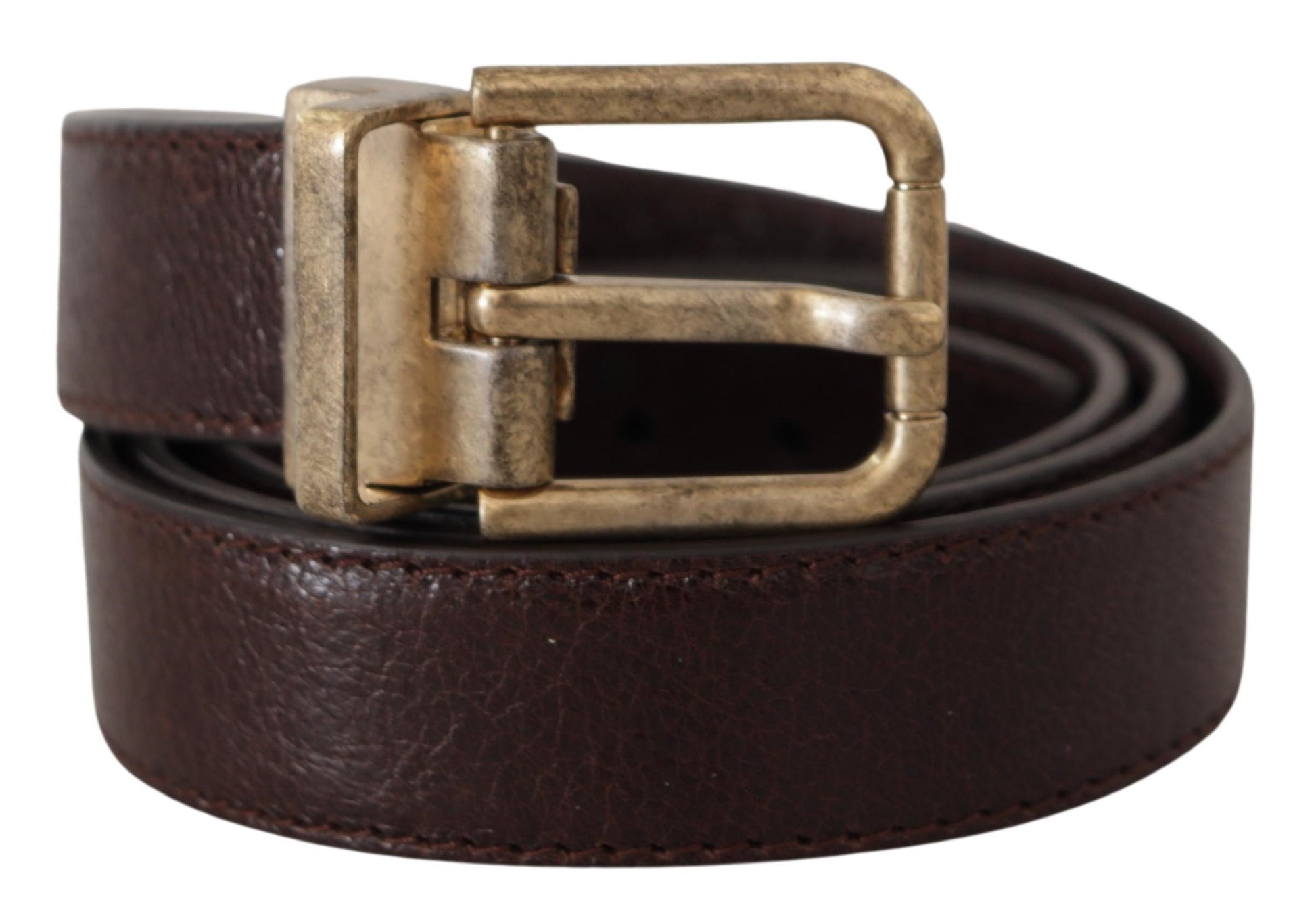 Dolce & Gabbana Elegant Leather Belt with Engraved Buckle - KALAJ