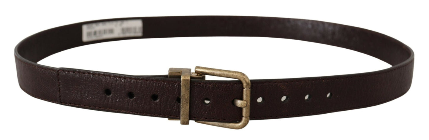 Dolce & Gabbana Elegant Leather Belt with Engraved Buckle - KALAJ