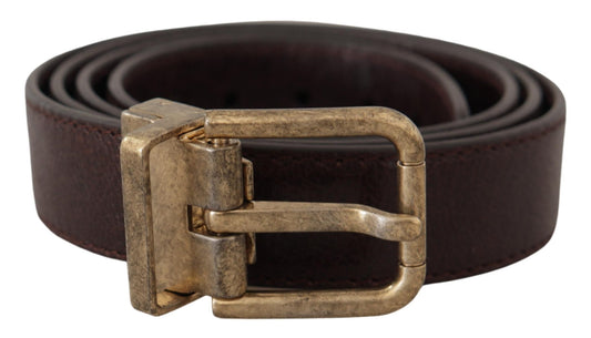 Dolce & Gabbana Elegant Leather Belt with Engraved Buckle - KALAJ