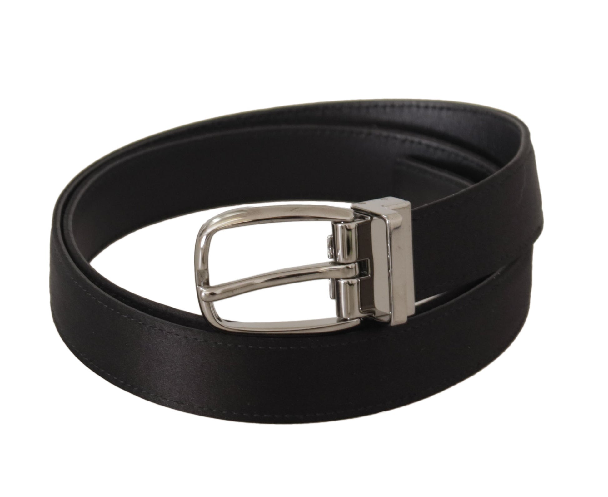 Dolce & Gabbana Elegant Silk Leather Belt with Logo Buckle - KALAJ