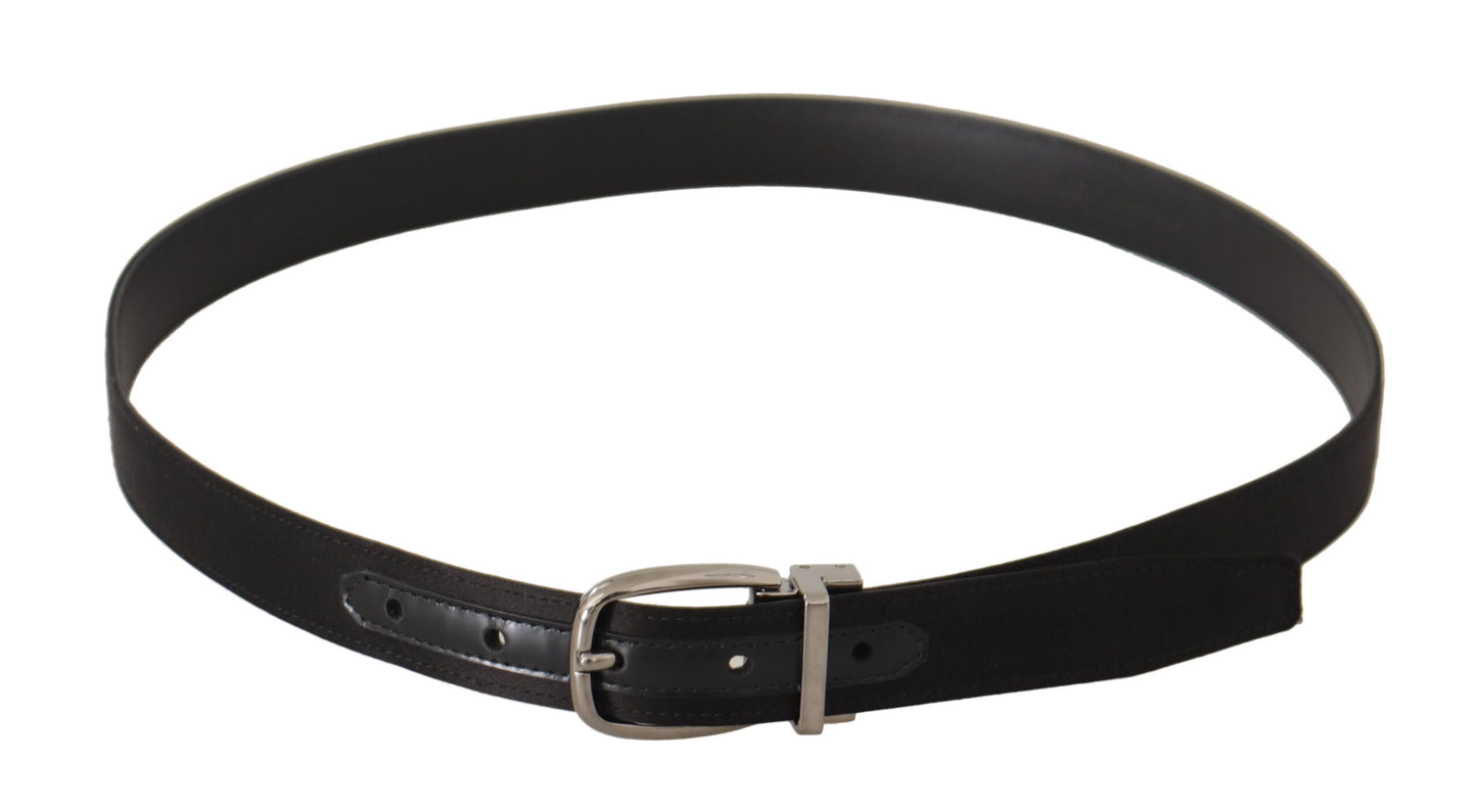 Dolce & Gabbana Elegant Silk Leather Belt with Logo Buckle - KALAJ