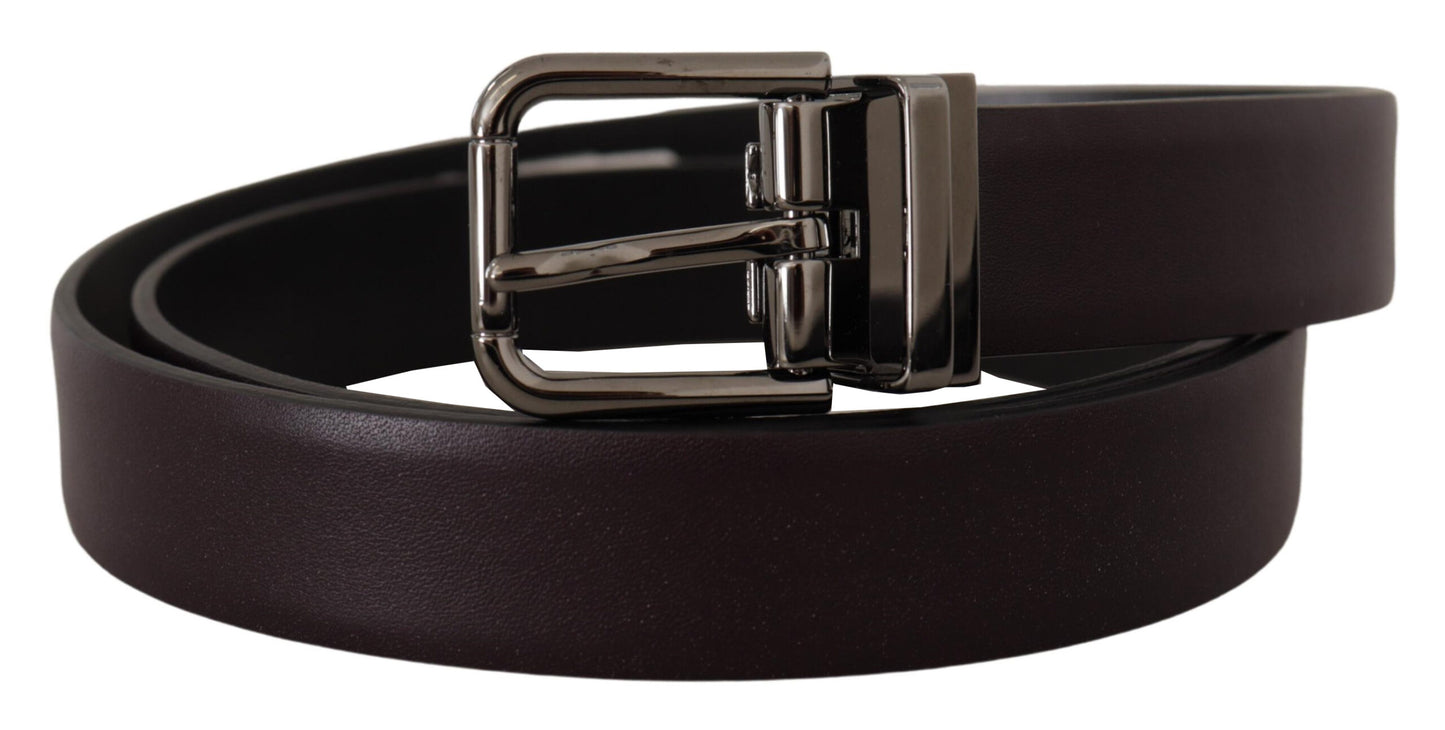 Dolce & Gabbana Elegant Dark Brown Leather Belt - KALAJ