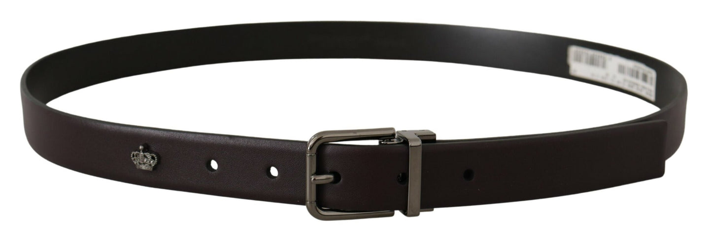 Dolce & Gabbana Elegant Dark Brown Leather Belt - KALAJ