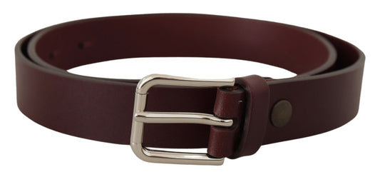 Dolce & Gabbana Maroon Luxe Leather Belt with Metal Buckle - KALAJ