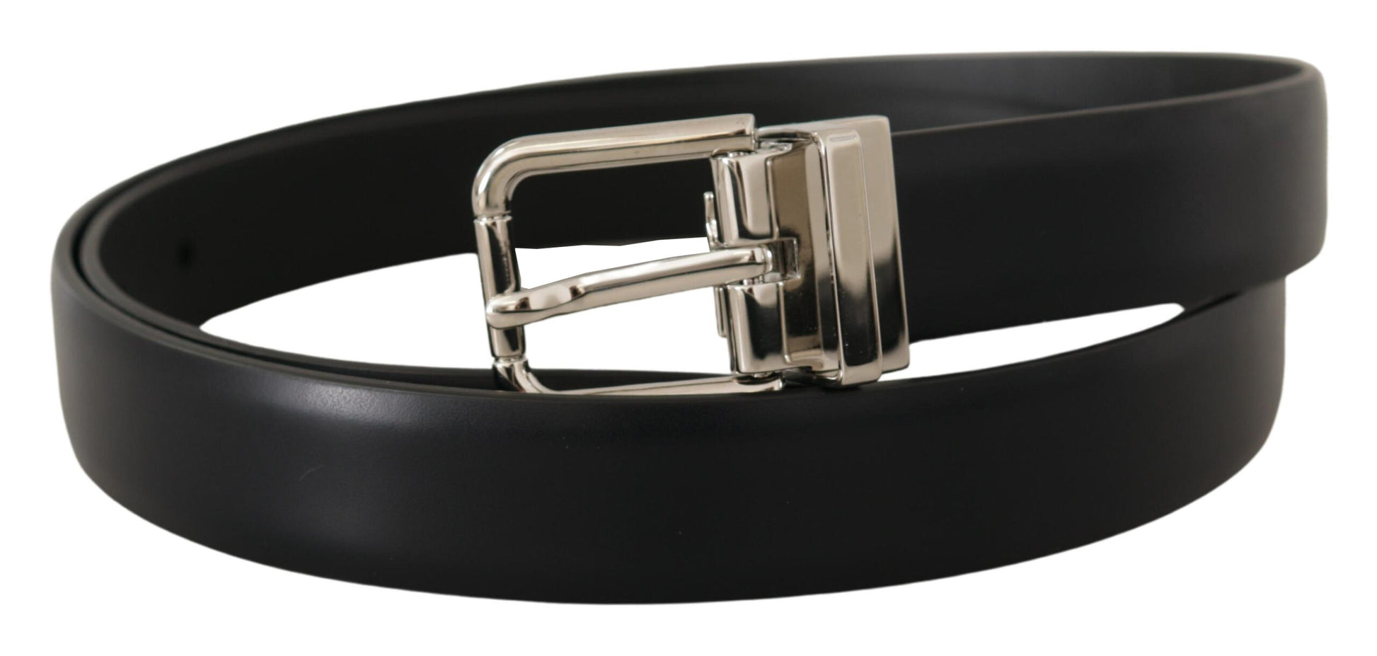 Dolce & Gabbana Elegant Black Leather Belt with Metal Buckle - KALAJ