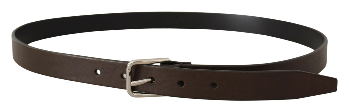 Dolce & Gabbana Elegant Leather Belt with Metal Buckle - KALAJ