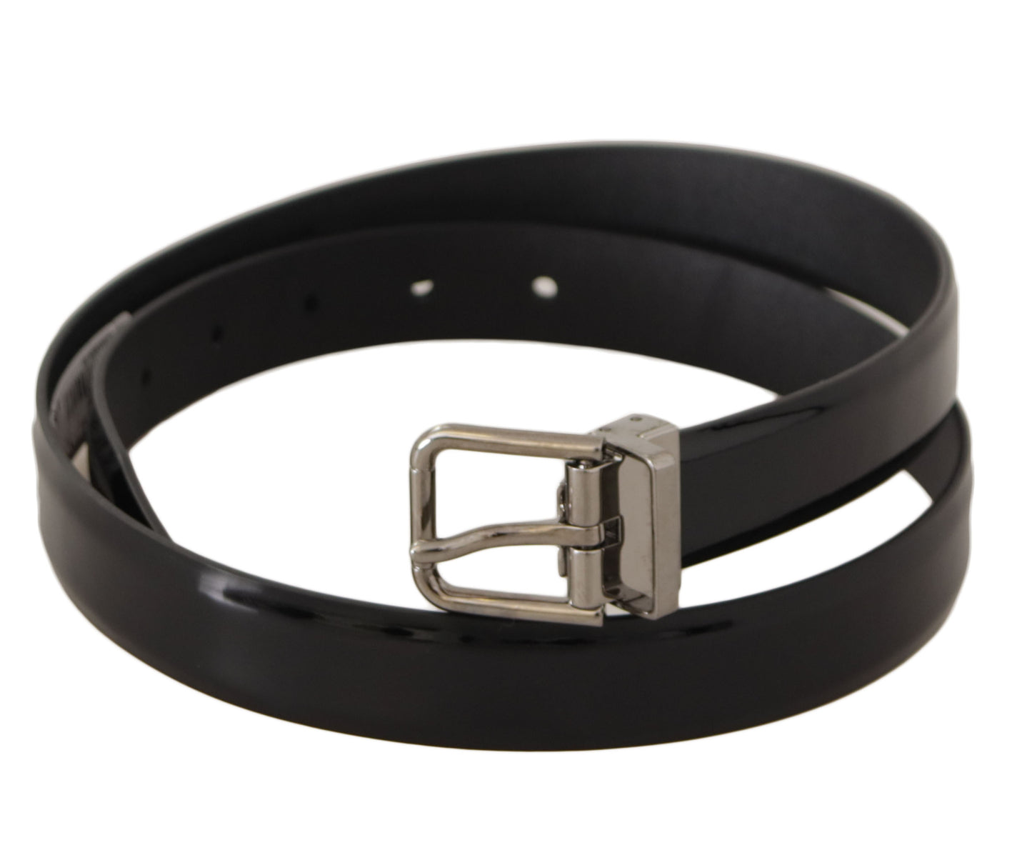 Dolce & Gabbana Elegant Black Leather Belt with Metal Buckle - KALAJ