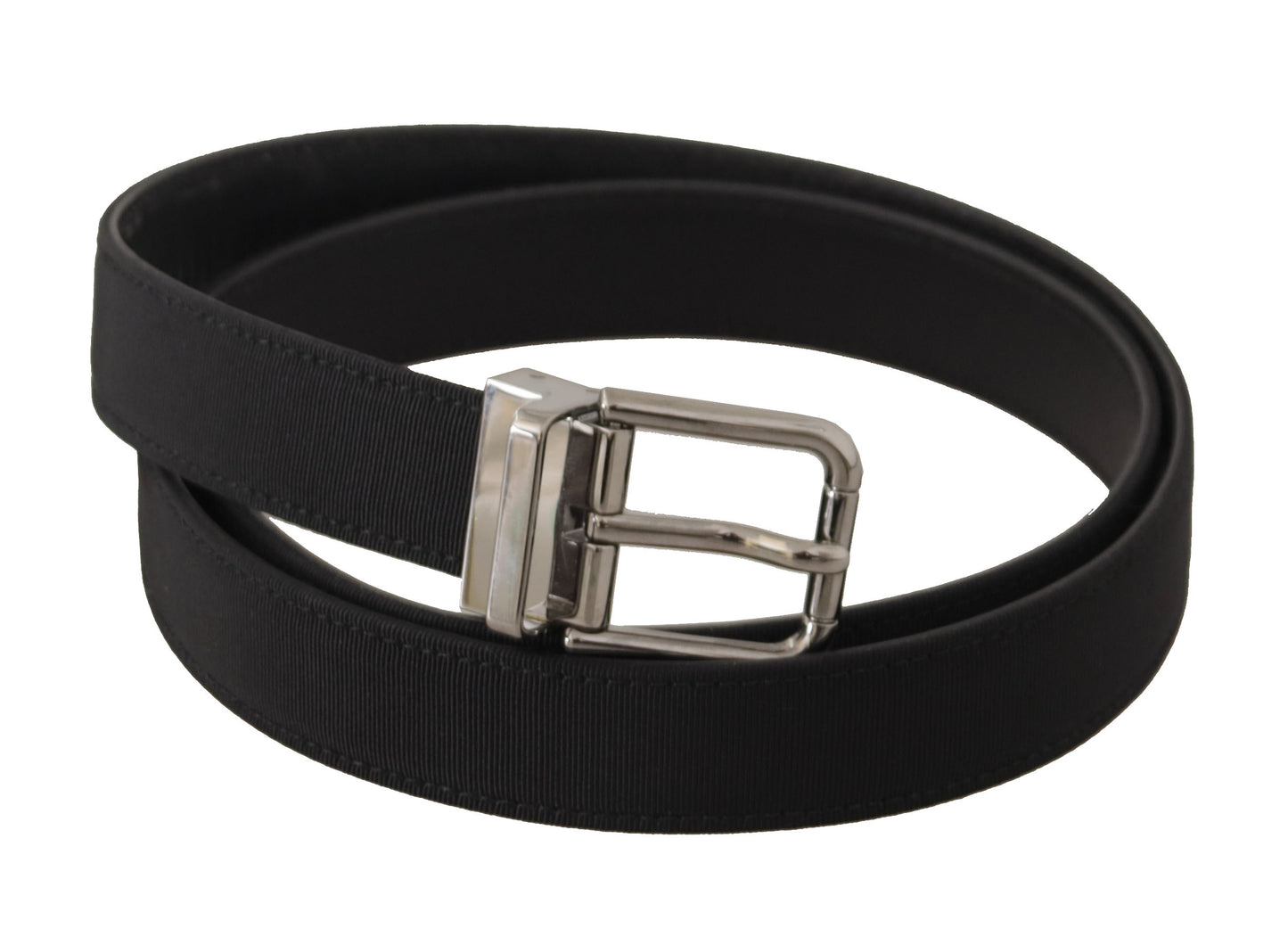 Dolce & Gabbana Elegant Black Leather Belt with Metal Buckle - KALAJ