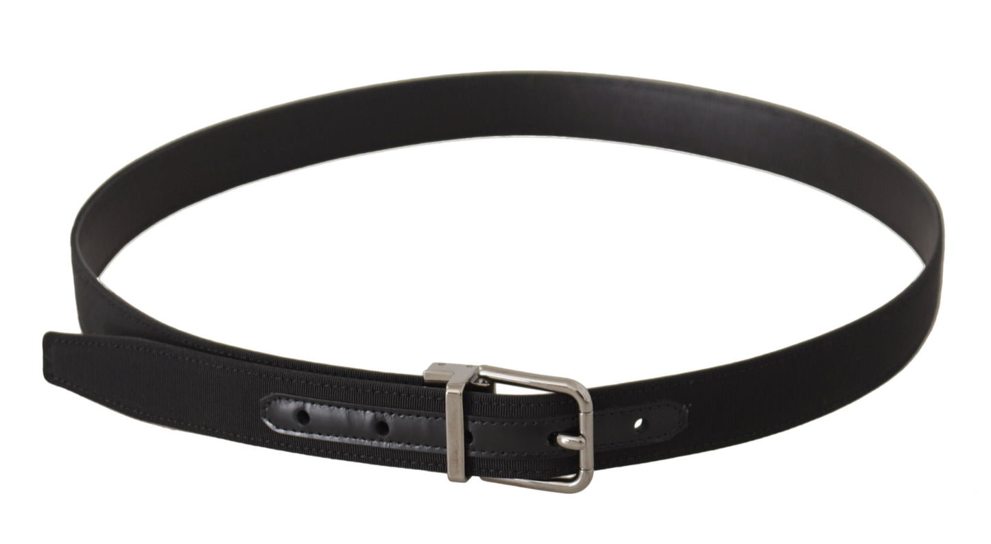 Dolce & Gabbana Elegant Black Leather Belt with Metal Buckle - KALAJ