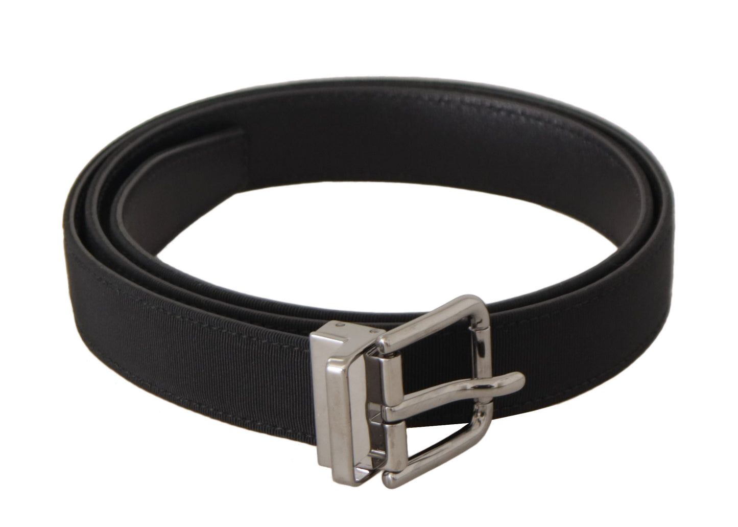 Dolce & Gabbana Elegant Black Leather Belt with Metal Buckle - KALAJ