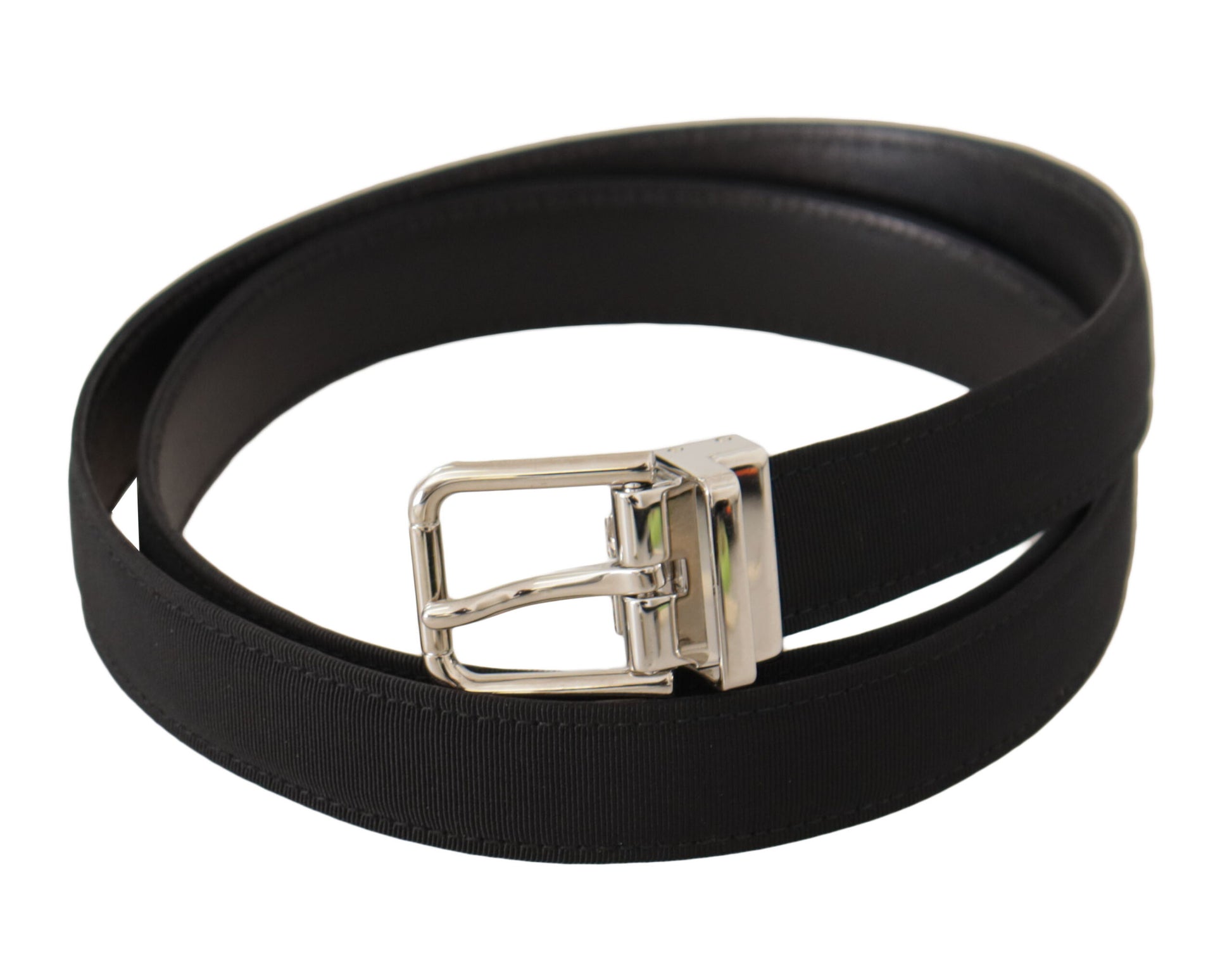 Dolce & Gabbana Elegant Black Canvas and Leather Belt - KALAJ