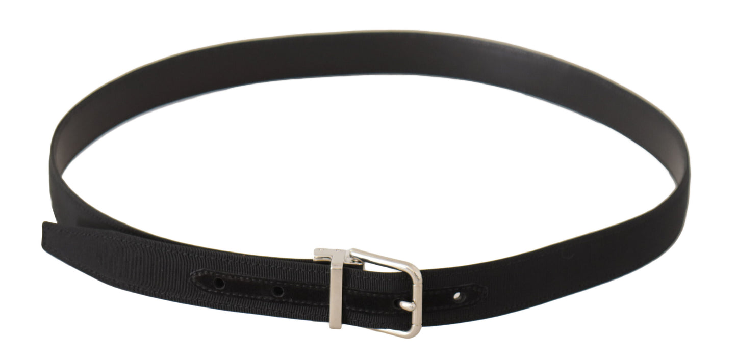 Dolce & Gabbana Elegant Black Canvas and Leather Belt - KALAJ