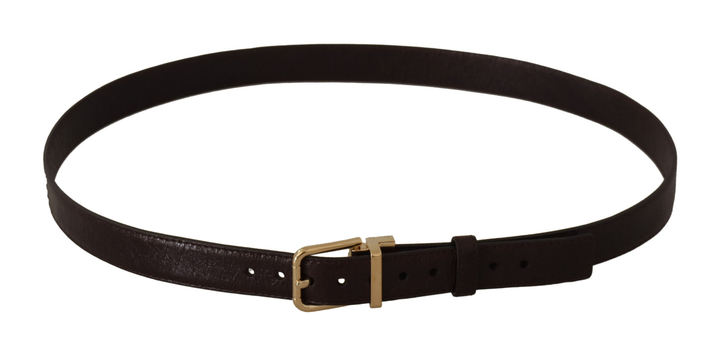 Dolce & Gabbana Elegant Leather Belt with Metal Buckle - KALAJ