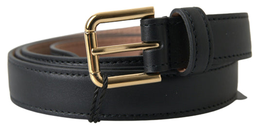 Dolce & Gabbana Elegant Italian Leather Belt with Metal Buckle - KALAJ