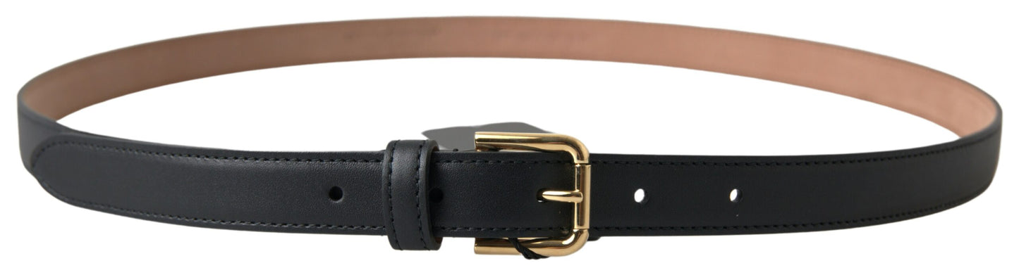 Dolce & Gabbana Elegant Italian Leather Belt with Metal Buckle - KALAJ