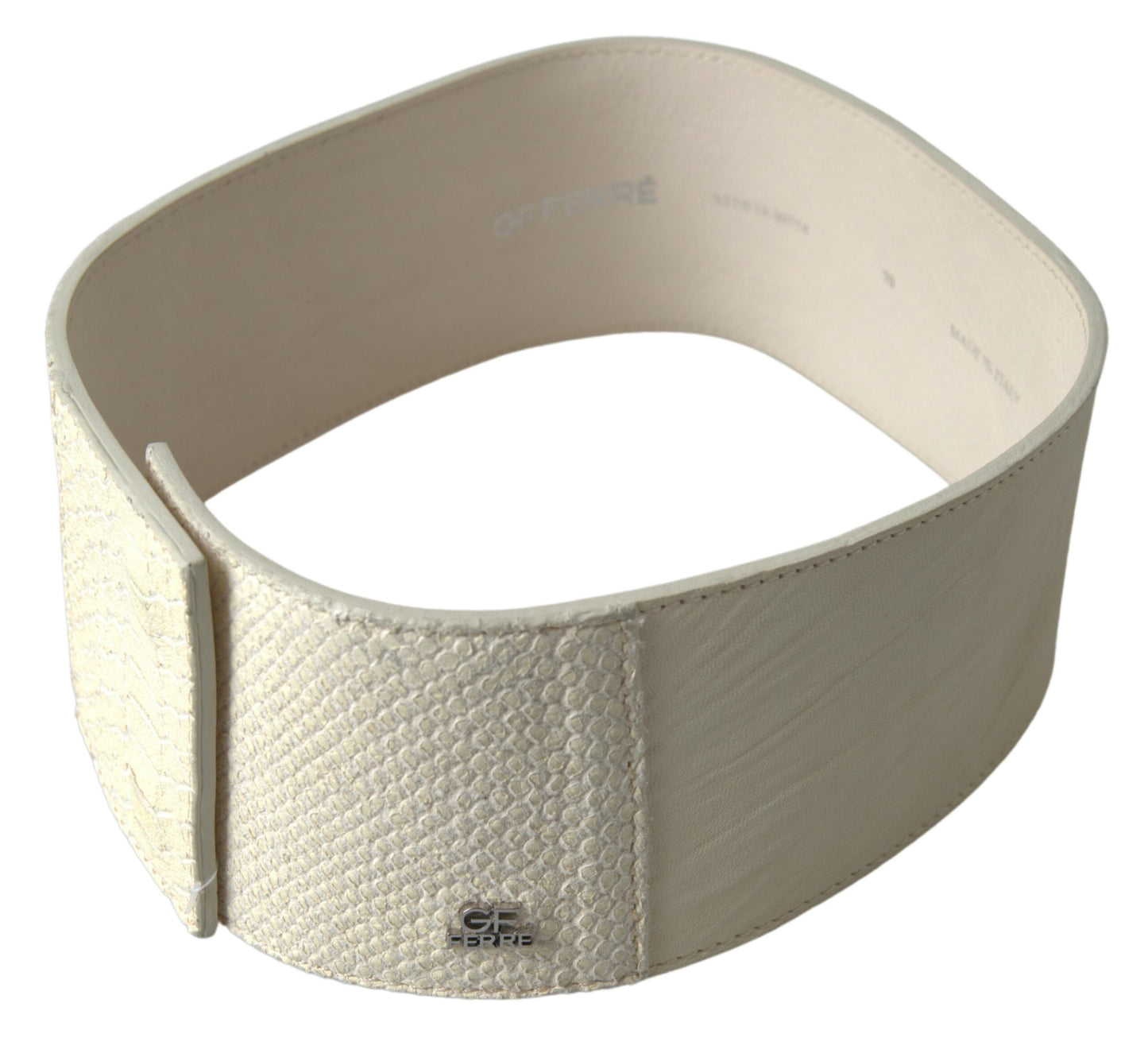 GF Ferre Chic Off White Snap Button Fashion Belt - KALAJ