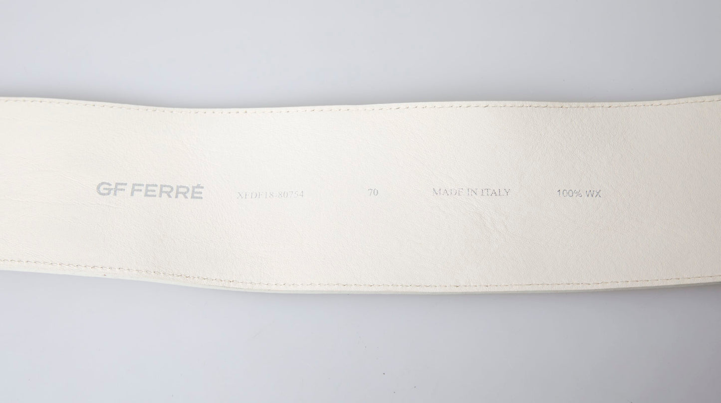 GF Ferre Chic Off White Snap Button Fashion Belt - KALAJ