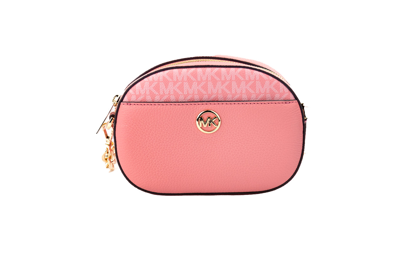 Michael Kors Jet Set Glam Tea Rose Leather Oval Crossbody Handbag Purse - KALAJ