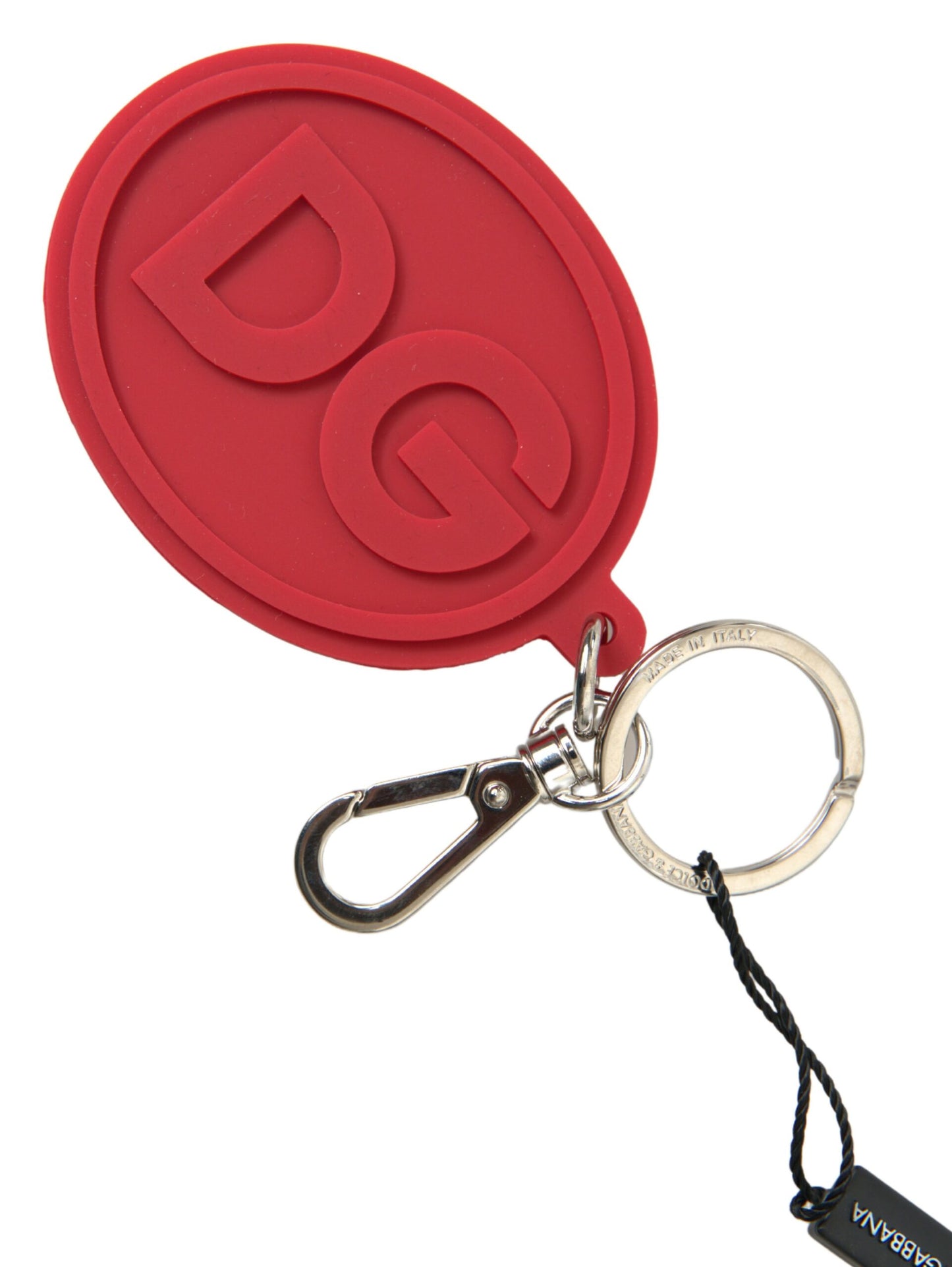 Dolce & Gabbana Chic Red Rubber and Brass Designer Keychain - KALAJ