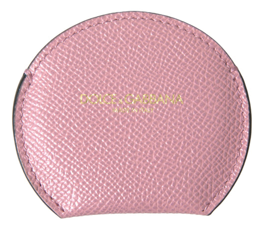 Dolce & Gabbana Elegant Pink Leather Hand Mirror Holder - KALAJ