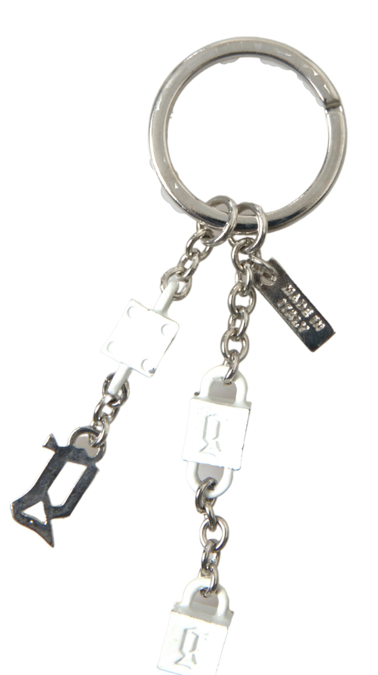 Dolce & Gabbana Silver Brass Logo Charm Keychain - KALAJ