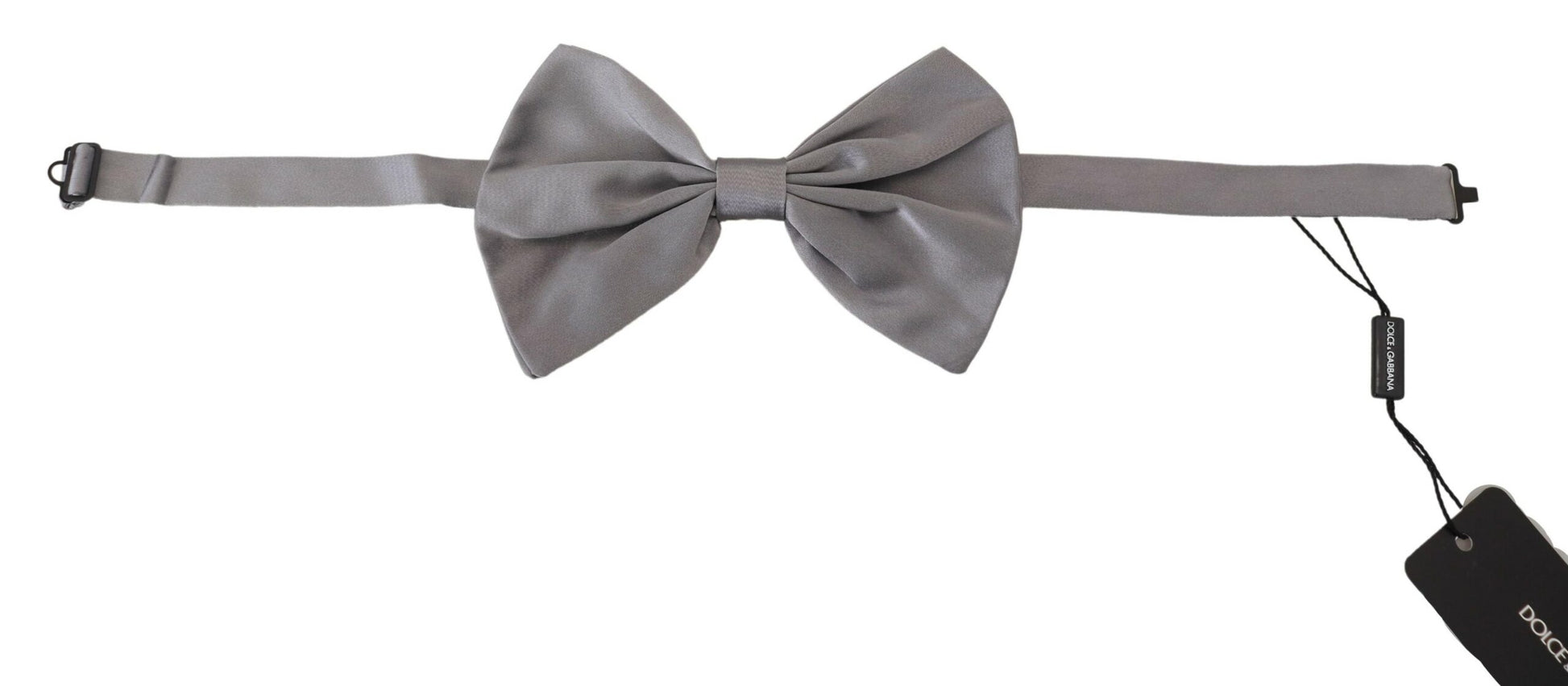 Dolce & Gabbana Elegant Silver Gray Silk Bow Tie - KALAJ