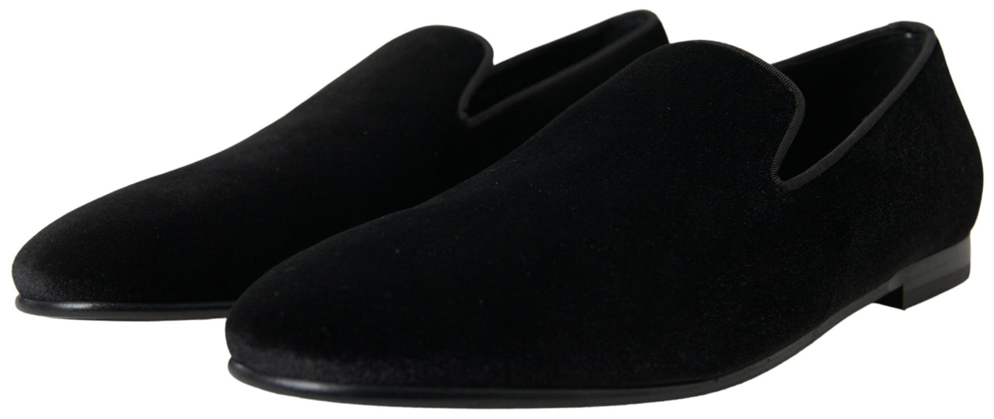 Dolce & Gabbana Elegant Velvet Black Loafers for Men