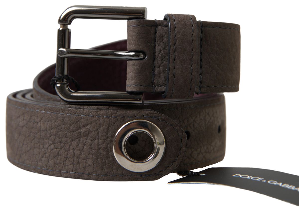 Dolce & Gabbana Elegant Brown Leather Belt with Metal Buckle - KALAJ