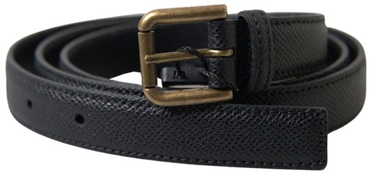 Dolce & Gabbana Elegant Black Italian Leather Belt - KALAJ