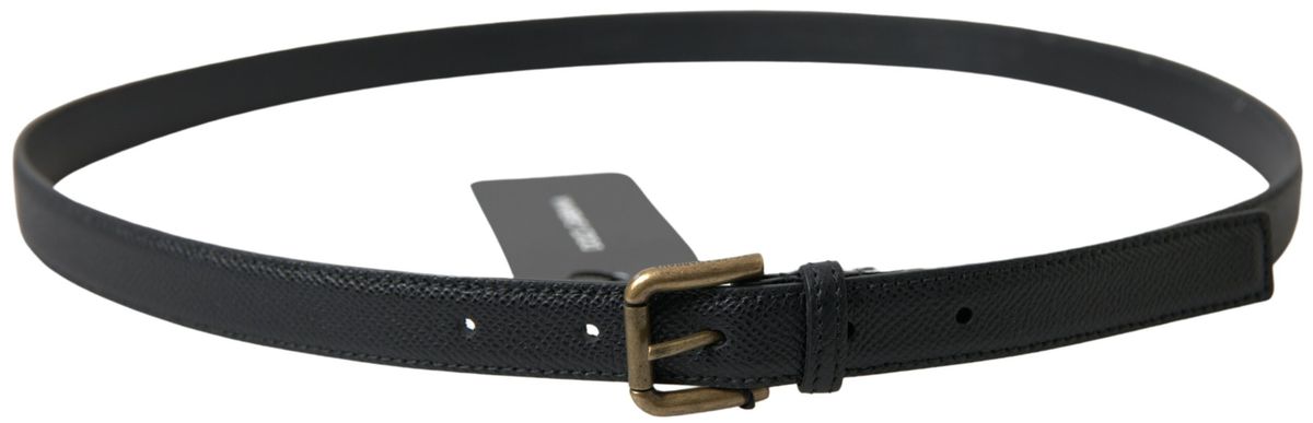 Dolce & Gabbana Elegant Black Italian Leather Belt - KALAJ