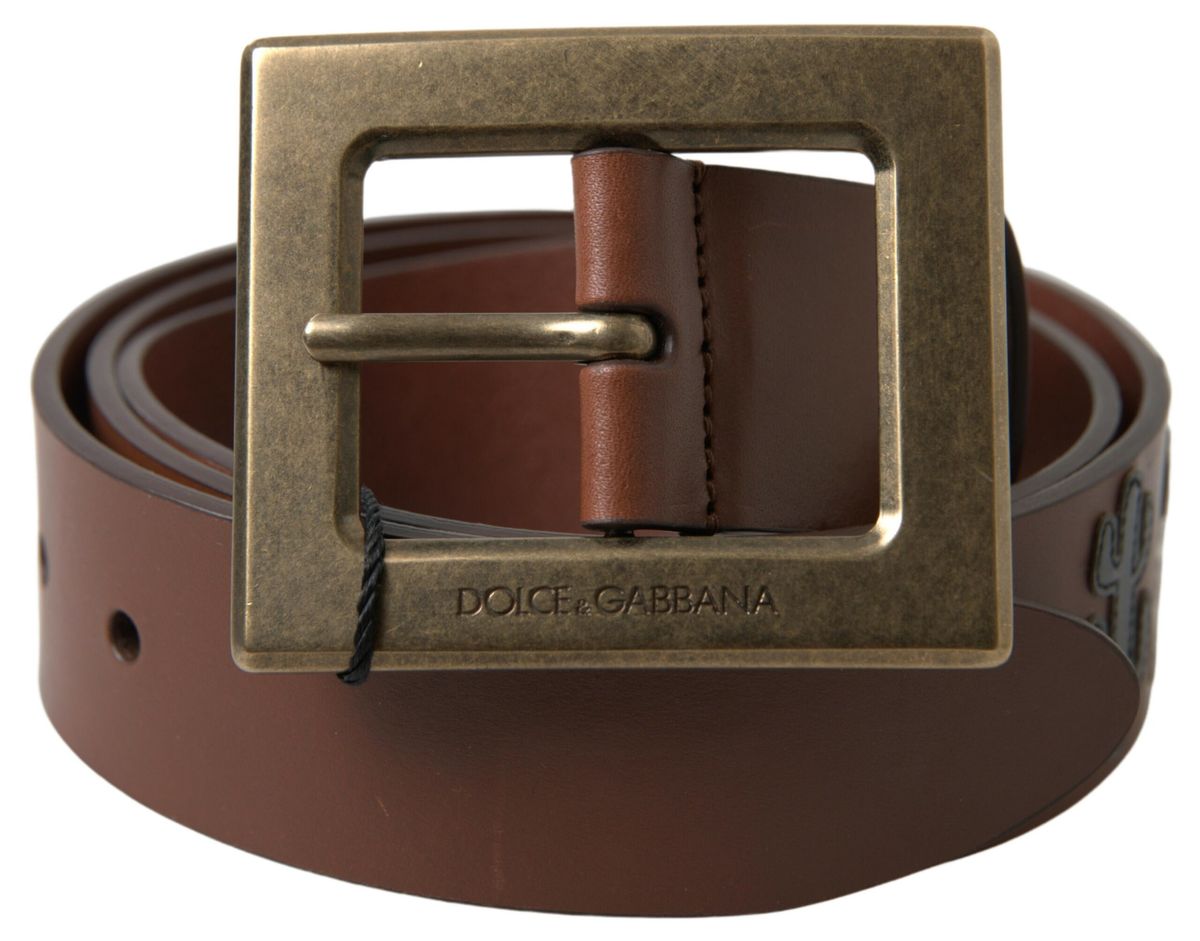 Dolce & Gabbana Elegant Leather Belt with Metal Buckle - KALAJ