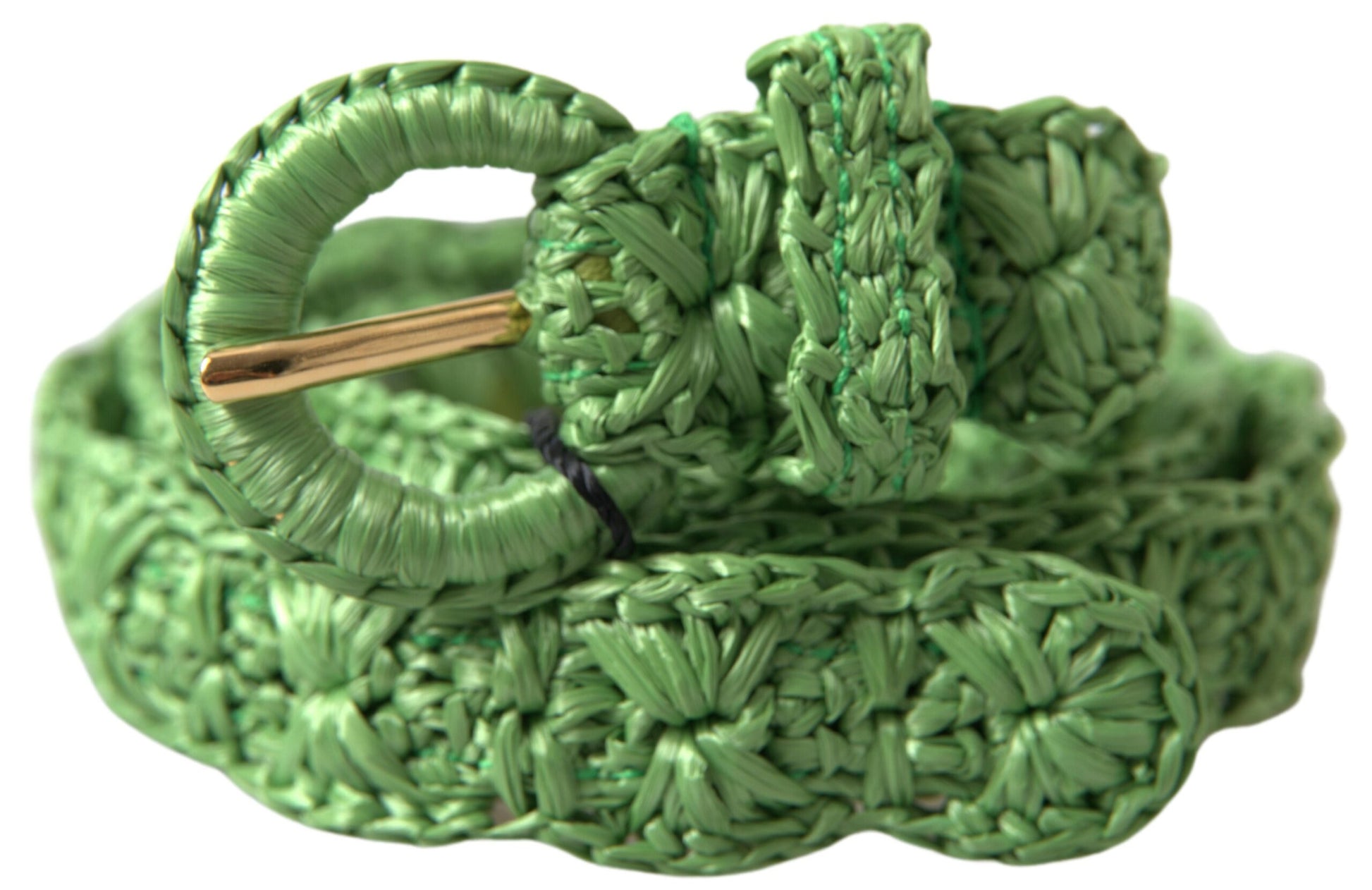 Dolce & Gabbana Elegant Green Viscose Belt with Metal Buckle - KALAJ