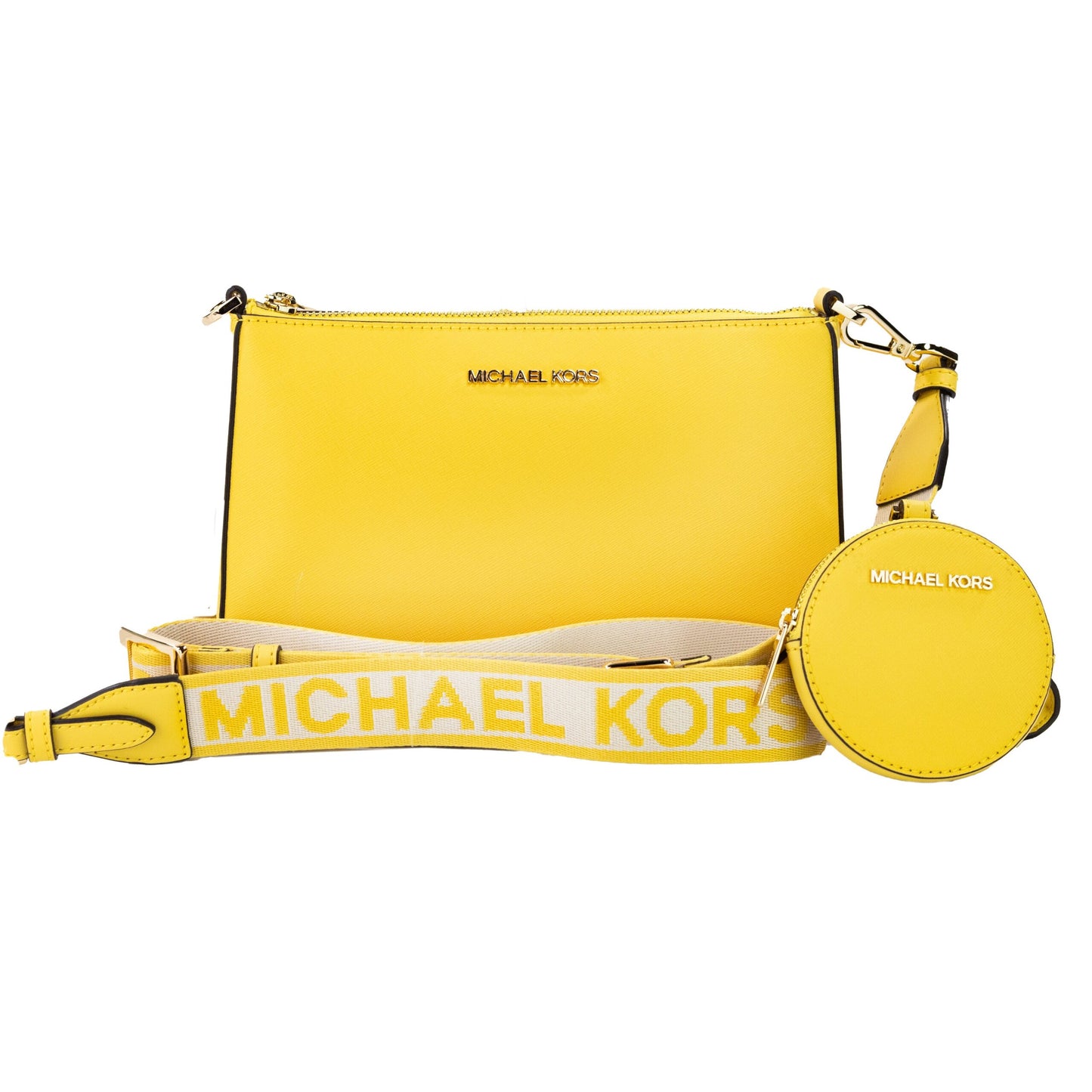 Michael Kors Jet Set Daffodil Vegan Crossbody Tech Attachment Bag Purse - KALAJ